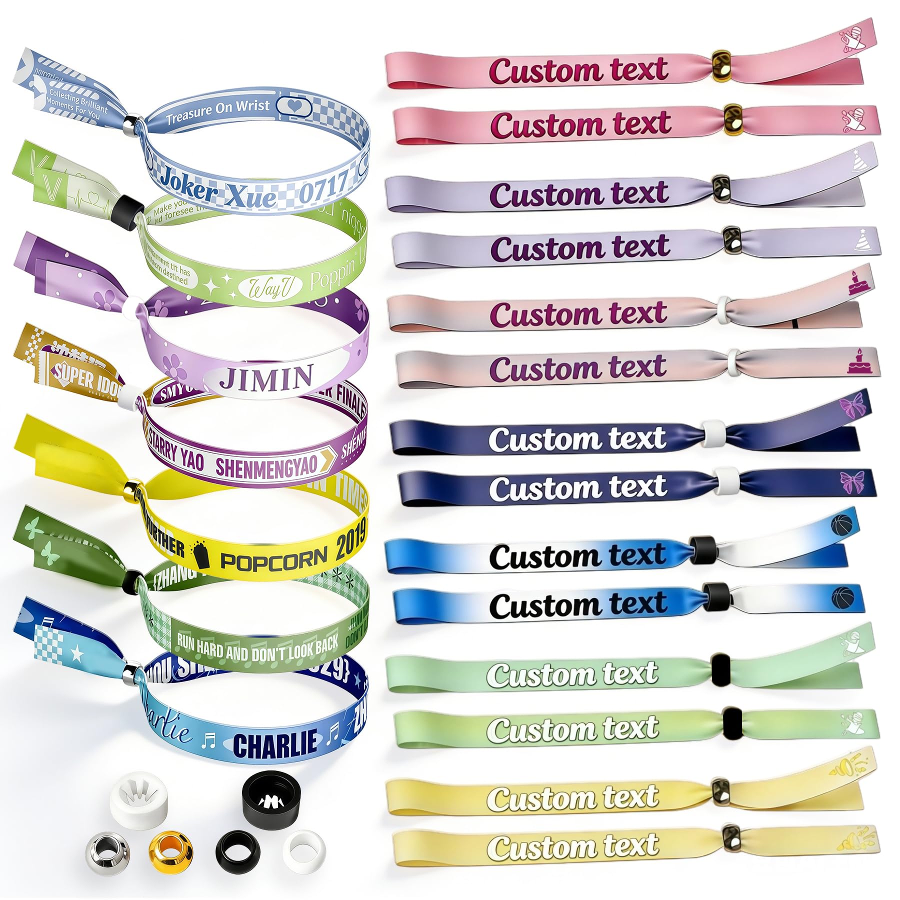 Custom Cloth Wristbands with Text Logo, Personalized Fabric Security Bands 10-5000 Pcs Bulk for Festivals, Concerts, Clubs, Weddings & Corporate