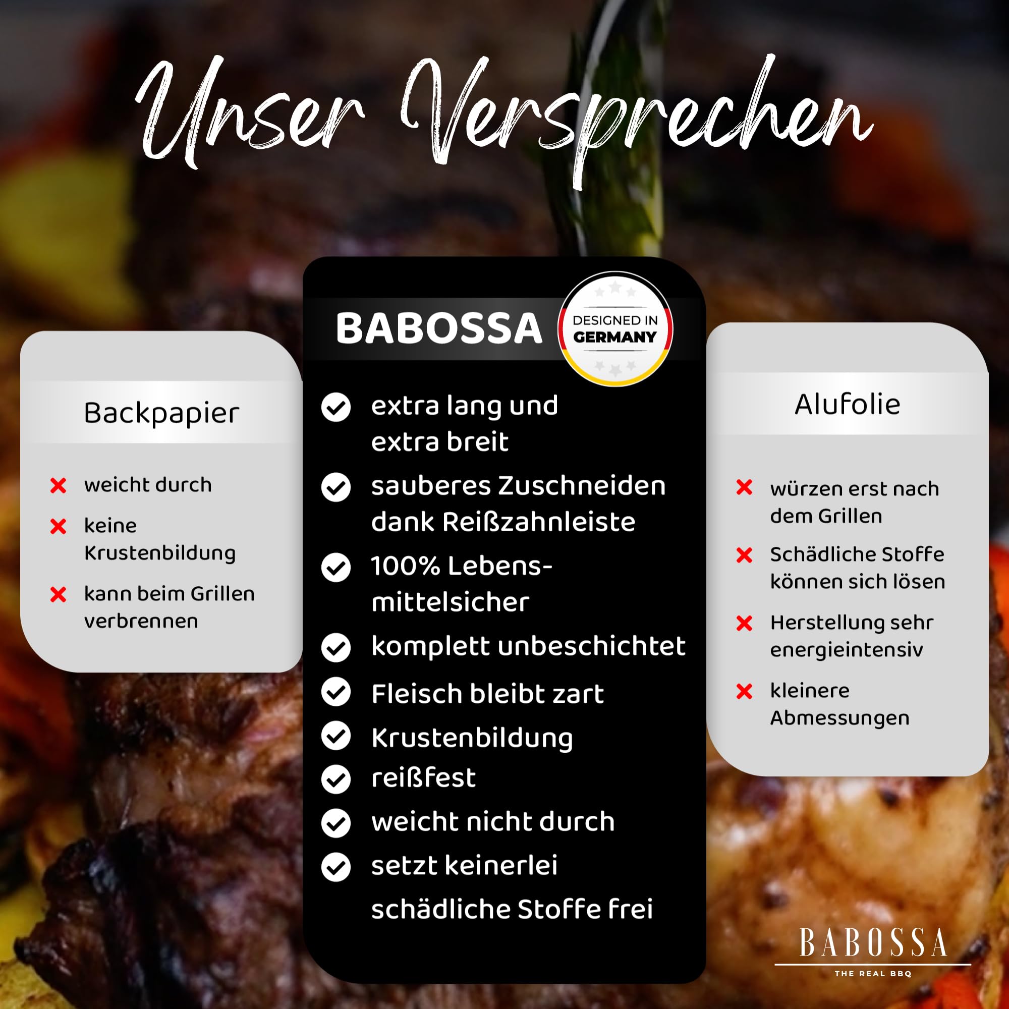 BABOSSA® Carta XXL Pink Butcher Paper, 60 cm x 50 m, per barbecue e carne, per barbecue a gas e barbecue a carbone, carne delicata e bordo croccante, carta kraft | 50 metri