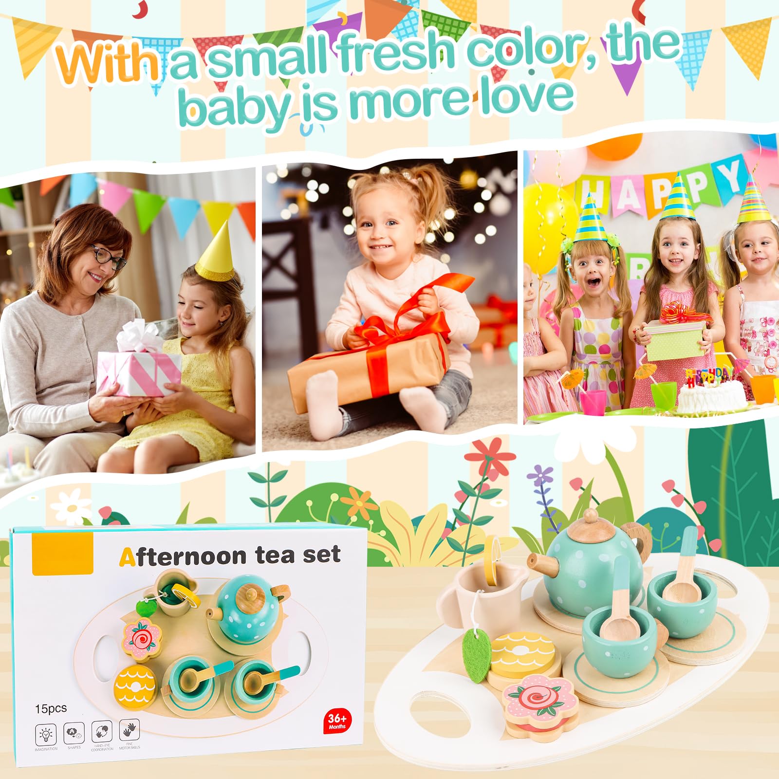 Accessori da cucina per bambini, set da tè in legno, giochi di ruolo, lavello da cucina in legno, regalo per bambini e bambine