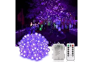 GHUSTAR Halloween LED Lights Battery Operated, Halloween Decorations Party Purple Lights 52FT/120...