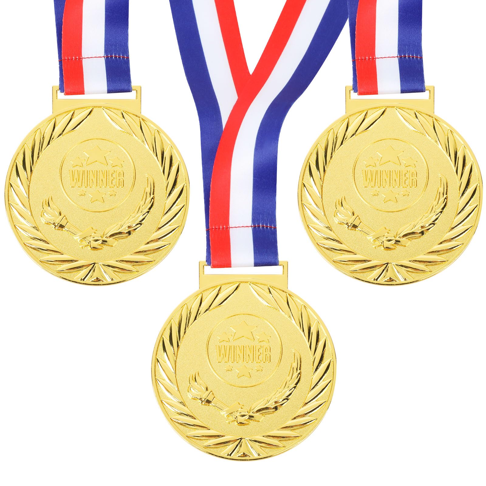 Medalhas Ouro 1º Lado - Conjunto 3 Peças Com Fita Vermelha, Branca E Azul