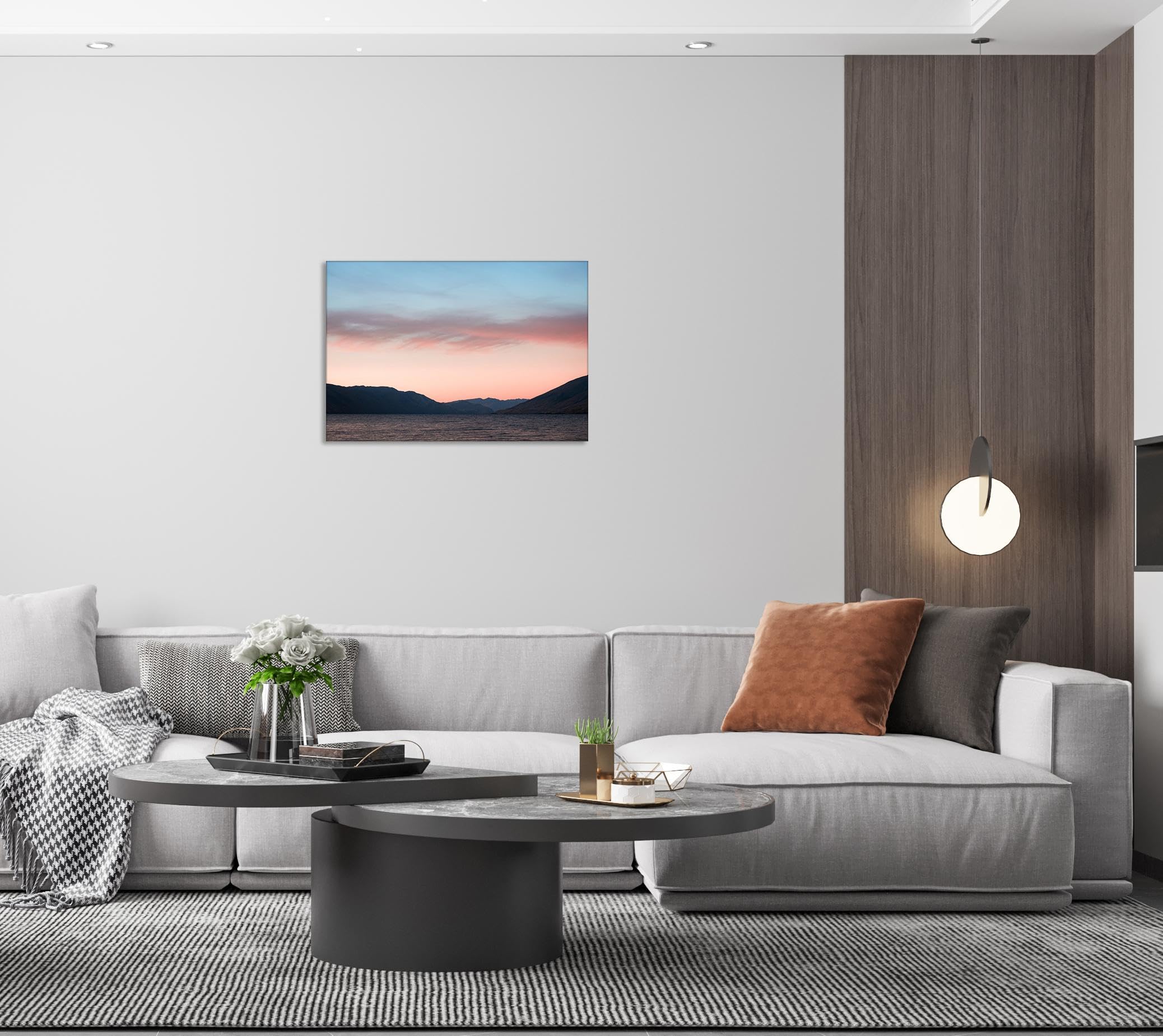 GRASKY Strand sonnenuntergang bild sonnenuntergang bild auf leinwand wandbilder landschaftsbilder mit rot Leinwandbilder Berge, Meere, WolkenWohnzimmer Deko Kunstdrucke 80X120cm(31x47in) Innenrahmen