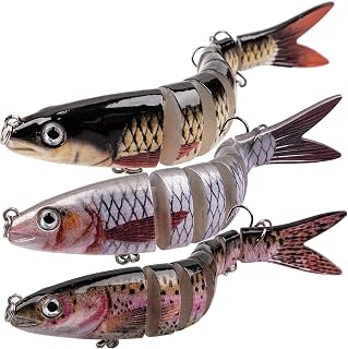 ReeMoo Multi-Jointed Bass Fishing Lures - Lifelike 8-Section Topwater Swimbaits, Slow Sinking for Freshwater & Saltwater