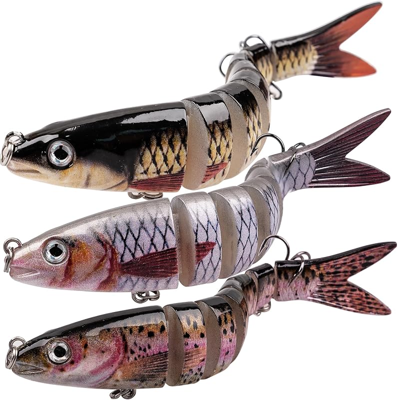 ReeMoo Fishing Lures for Bass, Topwater Fishing Lures, Multi Jointed Swimbaits, Lifelike Slow Sinking Swimming Bass Lures for Freshwater and Seawater Fishing Accessories