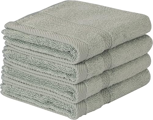 Mother-Earth 4 toallas de baño Malibu Peach para baño, 11 x 18 pulgadas, toallas de rizo extra absorbentes y suaves para pieles sensibles, de secado