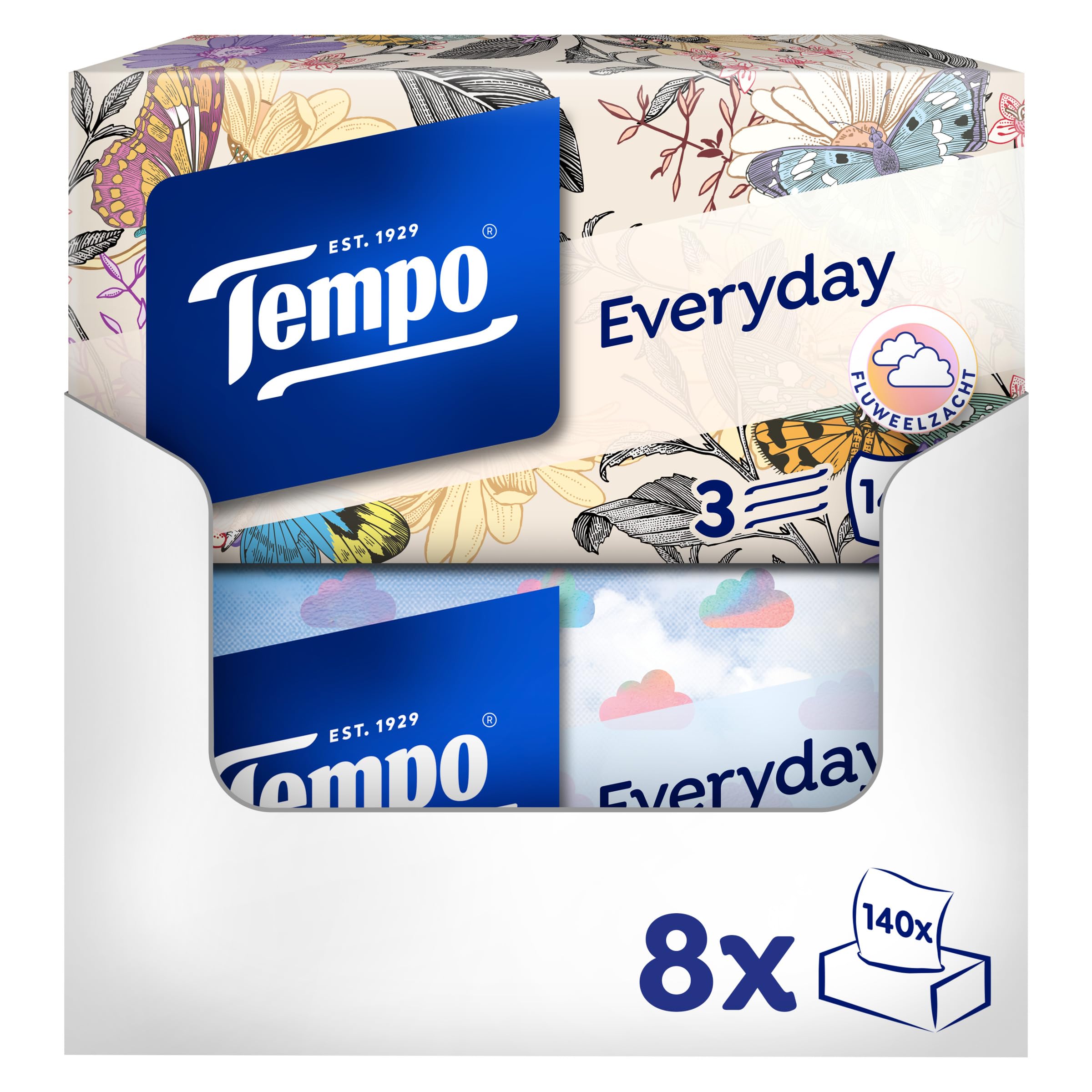 Tempo XXL Light Box Handkerchiefs, Mega Pack, 8 Boxes, 140 Tissues per Box, Soft Paper Handkerchiefs, Machine Washable-image-13