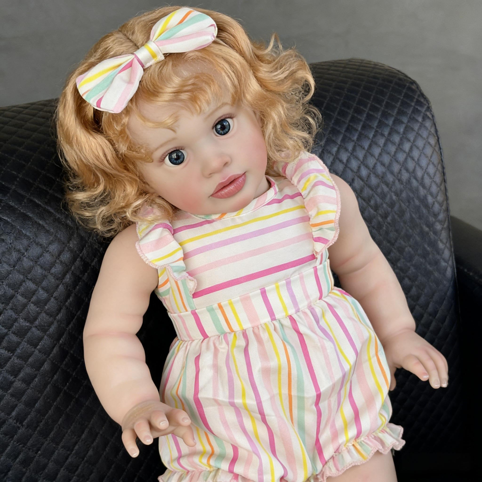 RXDOLL Bambole rinate di grandi dimensioni Pippa 66 pollici realistiche Reborn Bambole Ragazza Morbido Panno in Vinile Corpo Realistico Bambino Bambola In Piedi Ragazza Capelli Biondi per Bambini Età