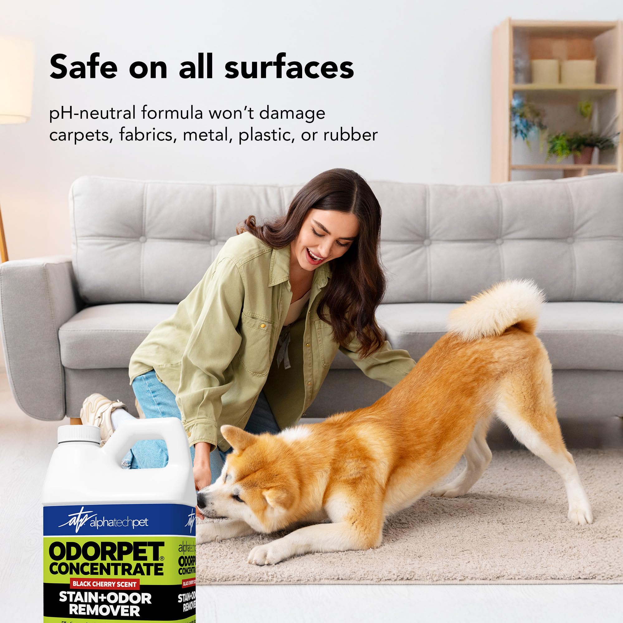 OdorPet Alpha Tech Pet - Eliminador Concentrado de Manchas y olores, 64 onzas (Hace 2.55 galones de solución de Trabajo), eliminador de olores de Mascotas con Aroma a Cereza Negra para alfombras,