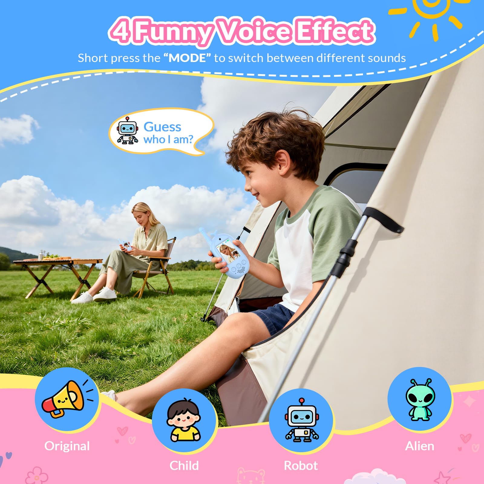Kinder Walkie-Talkies stawia videofunctie, 2 stuks - Visuele walkie-talkies stawia 2 cale IPS-scherm, oplaadbare videowalkie-talkies voor kinderen van 3-12 jaar, geschikt voor binnen- en buitengebruik