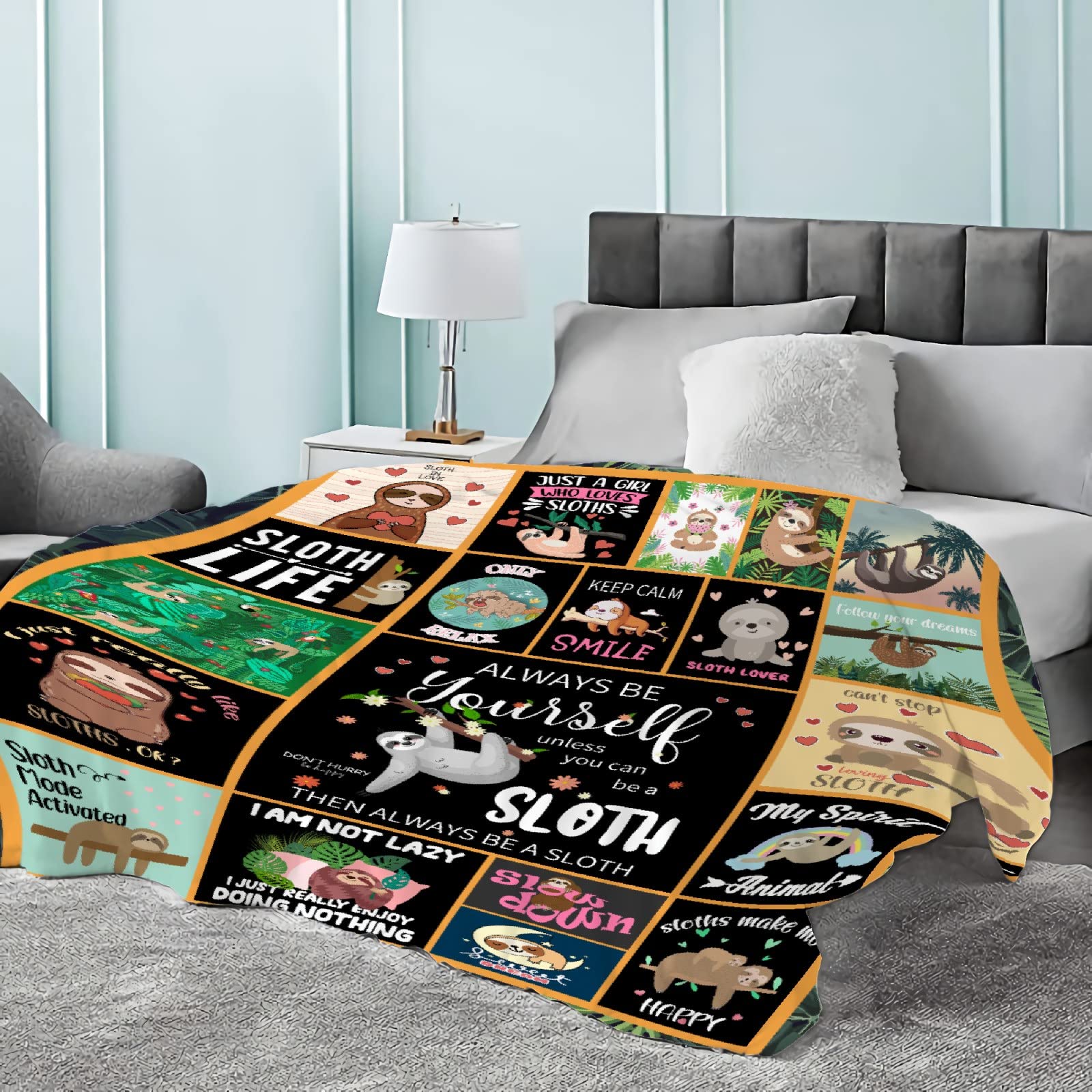 Süße Faultier-Decke – Flanell-Fleece, Weich & Leicht, In 5 Größen (bis 308x233 Cm), Für Couch, Bett & Camping