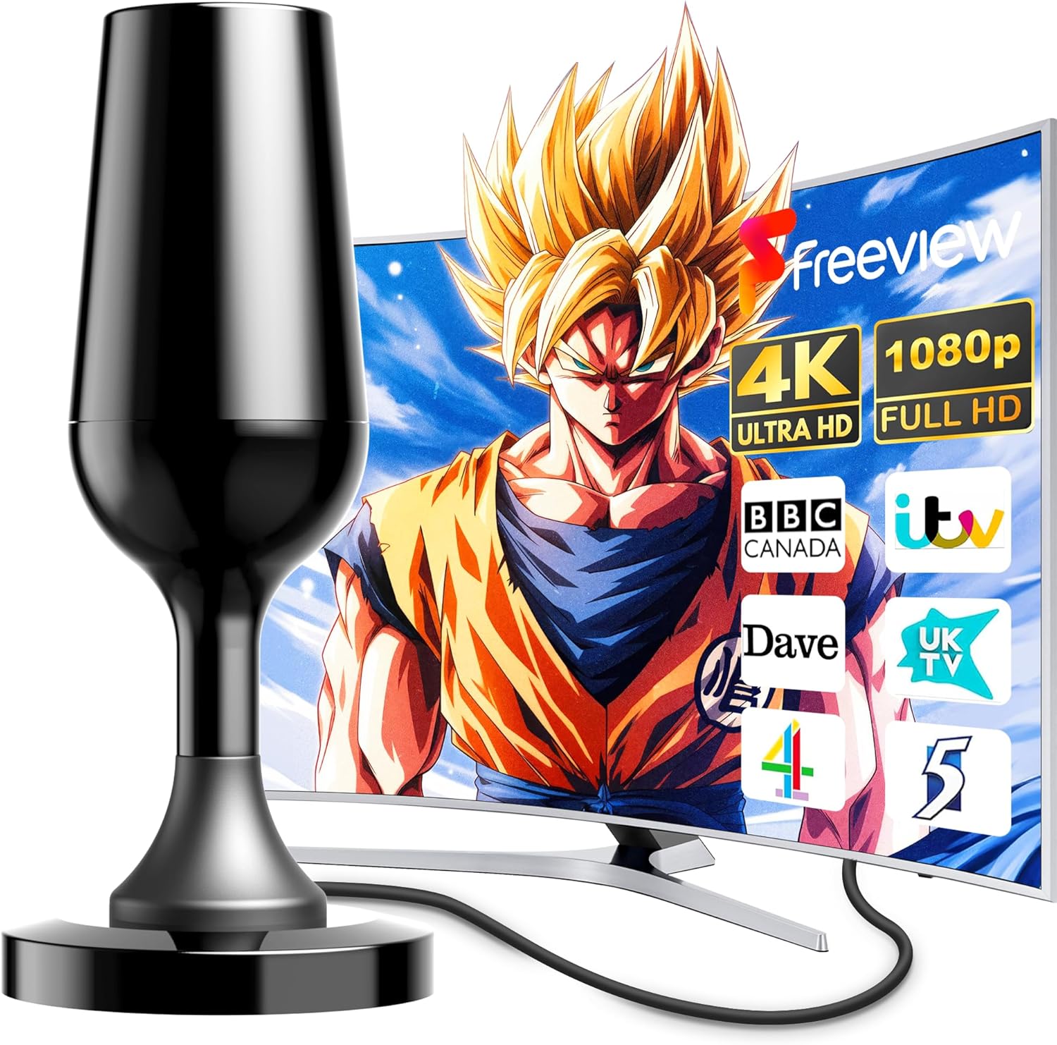 TV Aerial Indoor TV Aerial for Freeview TV, Strong Base