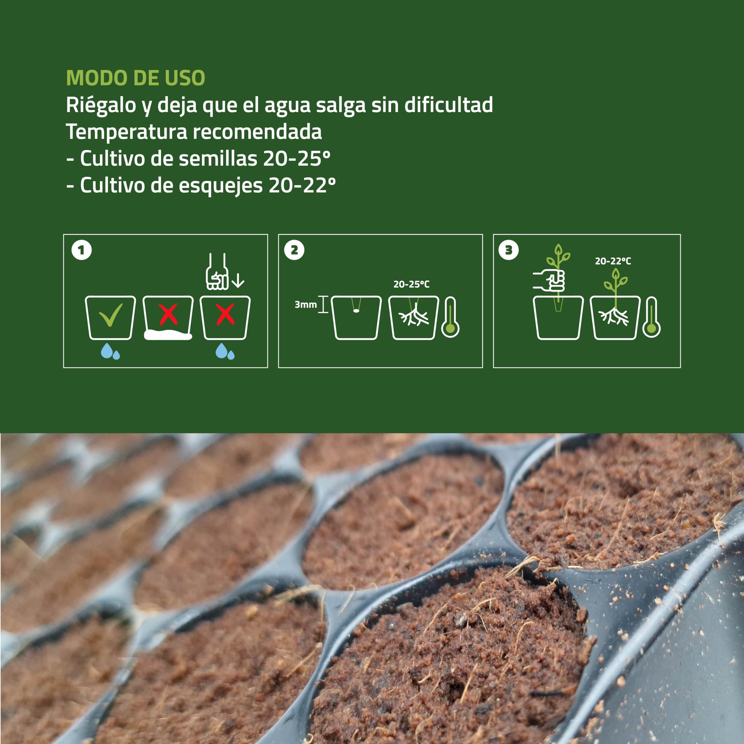 Bandeja de Semilleros de Germinación 104 Alveólos | Propagador de Semillas con Tierra y Orificio para Semilla o Planta | Mejor Desarrollo Raíces | Biodegradable