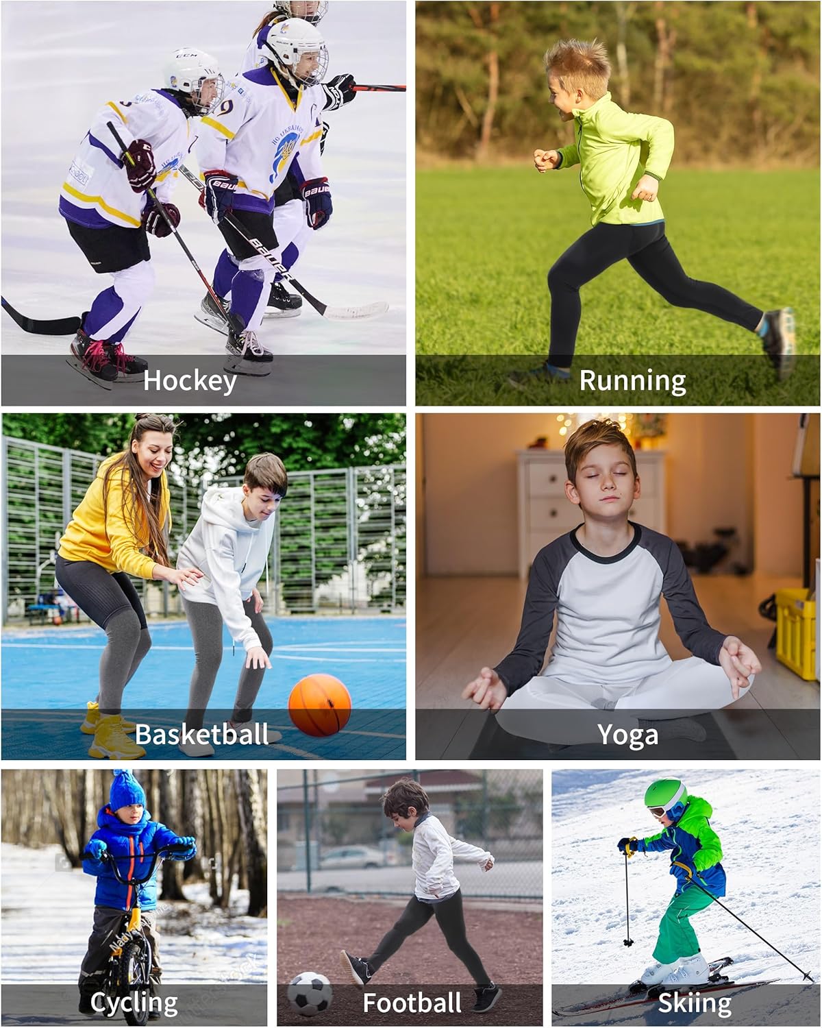 Boys Thermal Pants, Kids Football Fleece Lined Leggings, Youth Compression Base Layer for Sports Baseball Hockey - Image 6