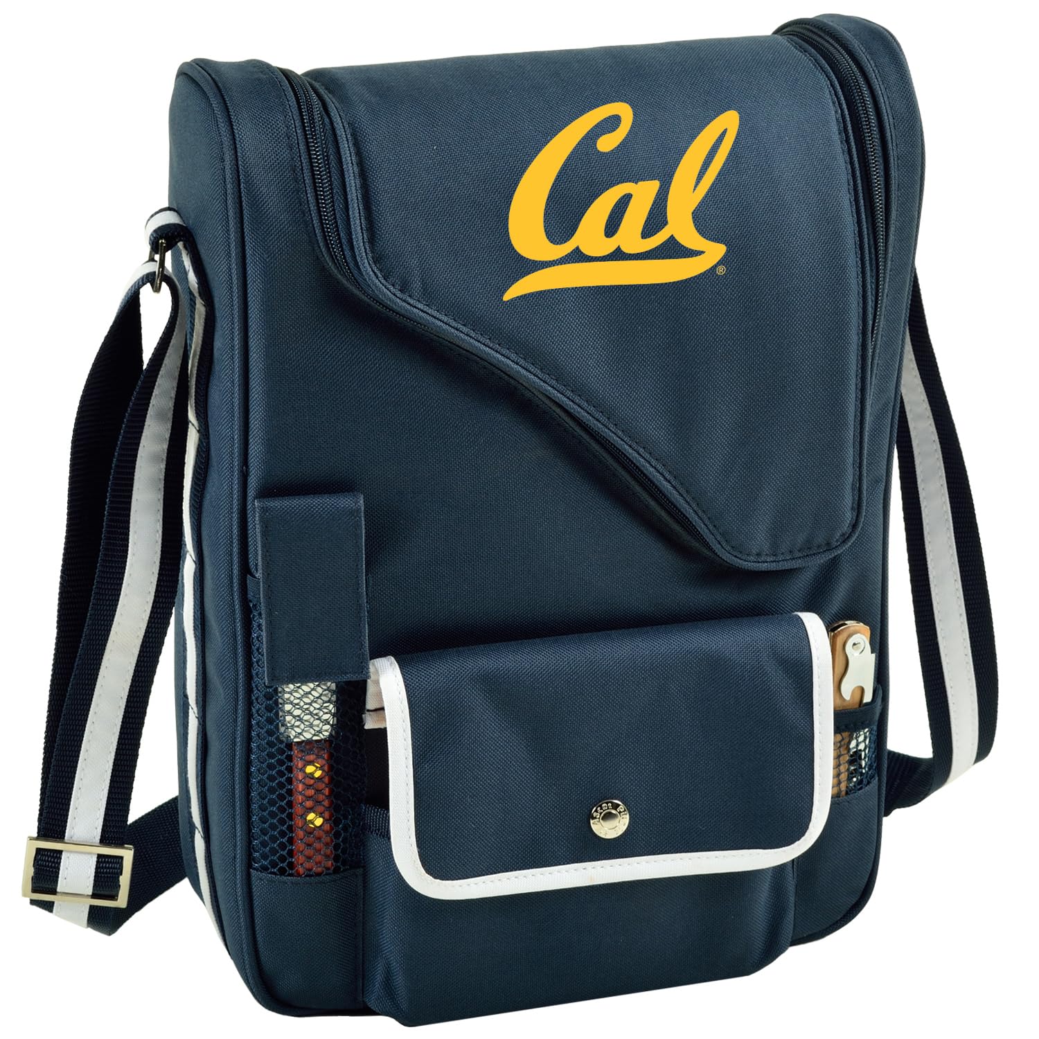California Berkeley University Licensed Golden Bears Deluxe Wine Carrier with Wine Glasses and Accessories for Two Assembled & Quality Approved in the USA : Home & Kitchen