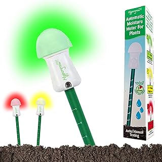 AUTOMATIC SOIL MOISTURE METER FOR PLANTS - Automatically tests soil moisture every 2 hours & flashes RED repeatedly when plants require water. No guesswork. Manual button gives soil moisture level at a glance. Never worry about watering again! (1 Unit)