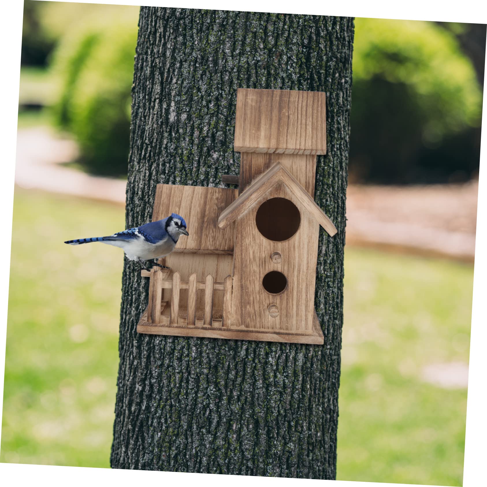 TOYANDONA Villa Nido De Pájaro Casa De Madera para Pájaros Caseta De Cría para Periquitos Uso Jardín o Patio