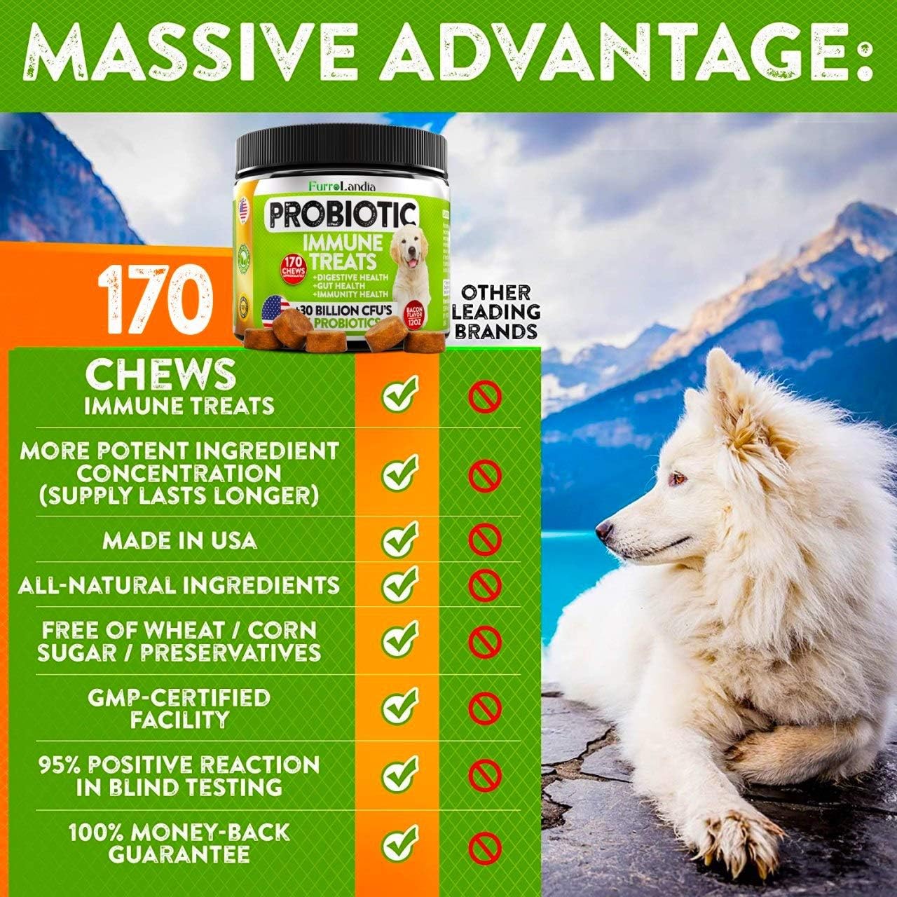 Advanced Probiotics for Dogs with Digestive Enzymes & Prebiotics - Dog Probiotics Chews - Relieves Dog Diarrhea, Improves Digestion, Allergy, Immunity and Health - Made in USA (170 Chews) : Pet Supplies