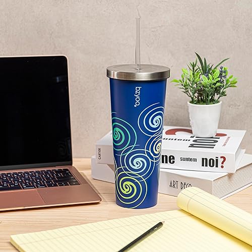 Miniatura 5 de bzyoo SUP - Vaso aislado al vacío de doble pared con popote y tapa, botella de agua de acero inoxidable, taza de viaje, regalo para el día de la