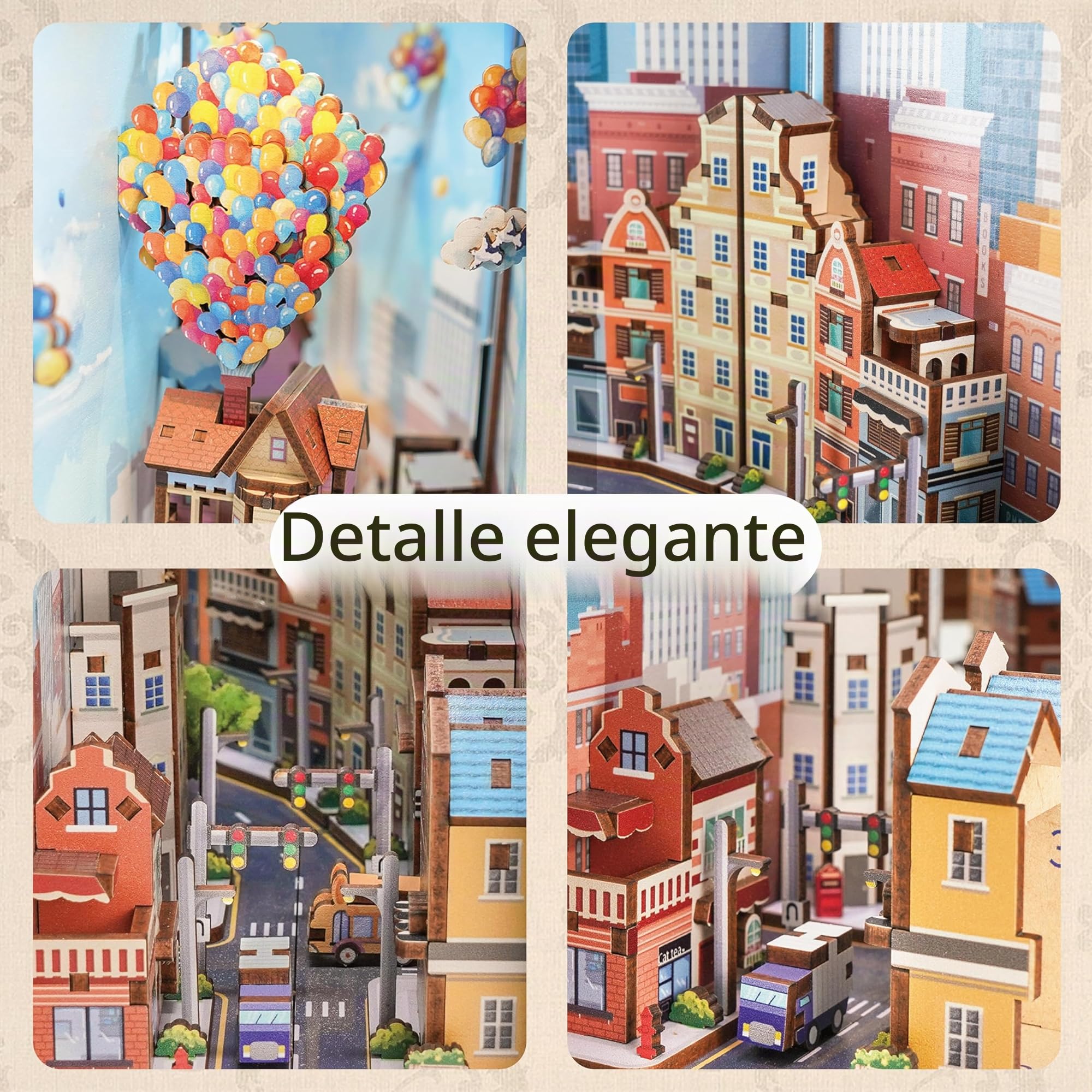 Tonecheer Book Nook Kit DIY Modelo de Montaje 3D Puzzle de Madera para Adultos Construye un Kit de Casa en Miniatura Kit de Manualidades con Luz Regalos Personalizados (Viajando con el Viento)
