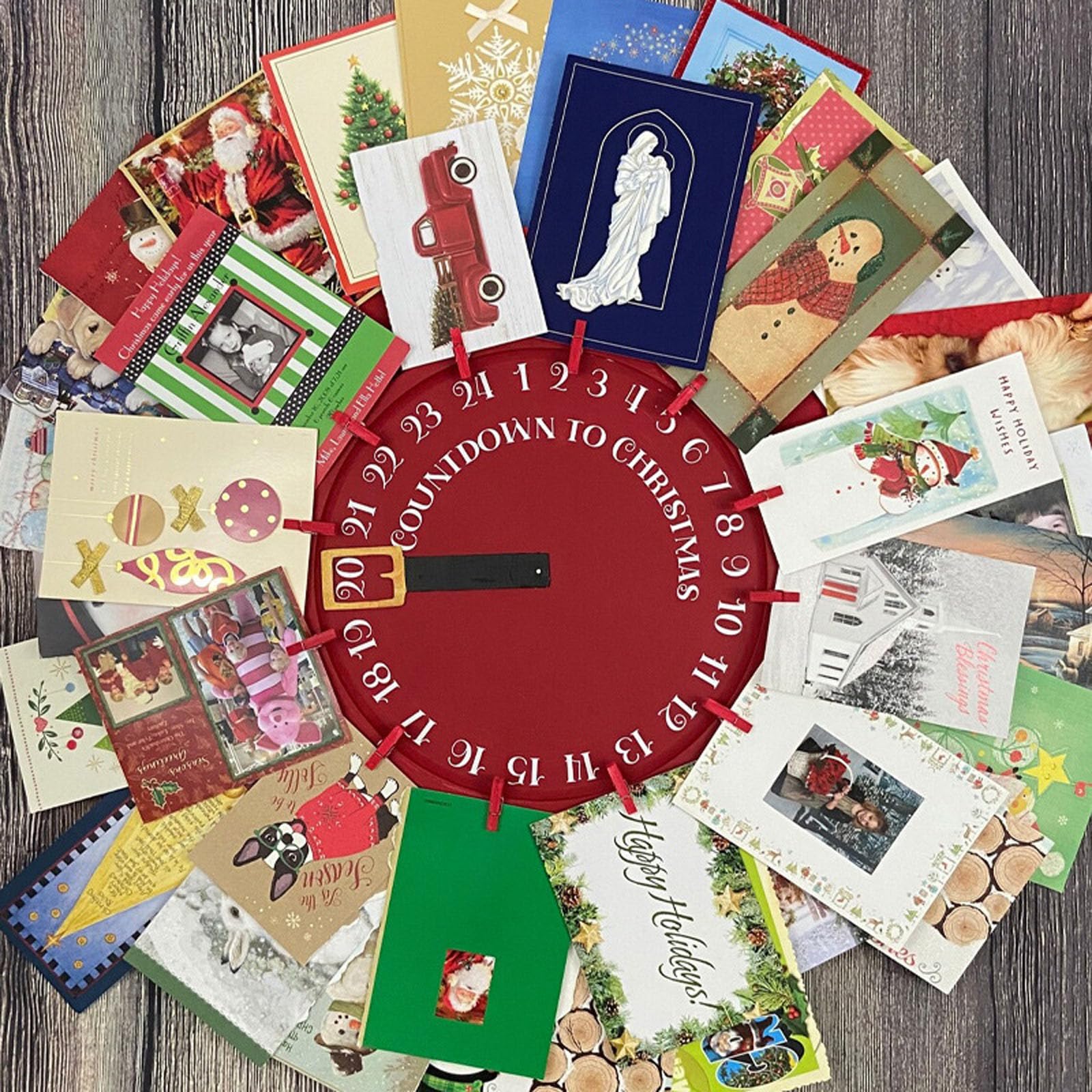 Ghirlande di biglietti di Natale, biglietti di decorazione di Natale, ghirlande, conto alla rovescia a tema Babbo Natale