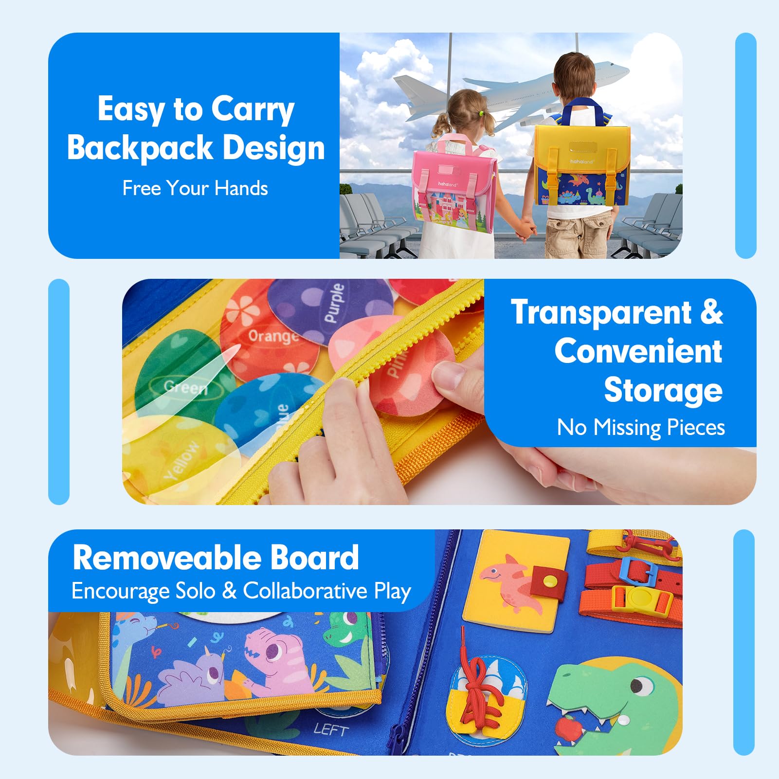 hahaland Busy Board Montessori 2 3 Anni - Pannello Sensoriale con 18 attività in 1 Giochi Educativo per Bambini Regalo Bambino