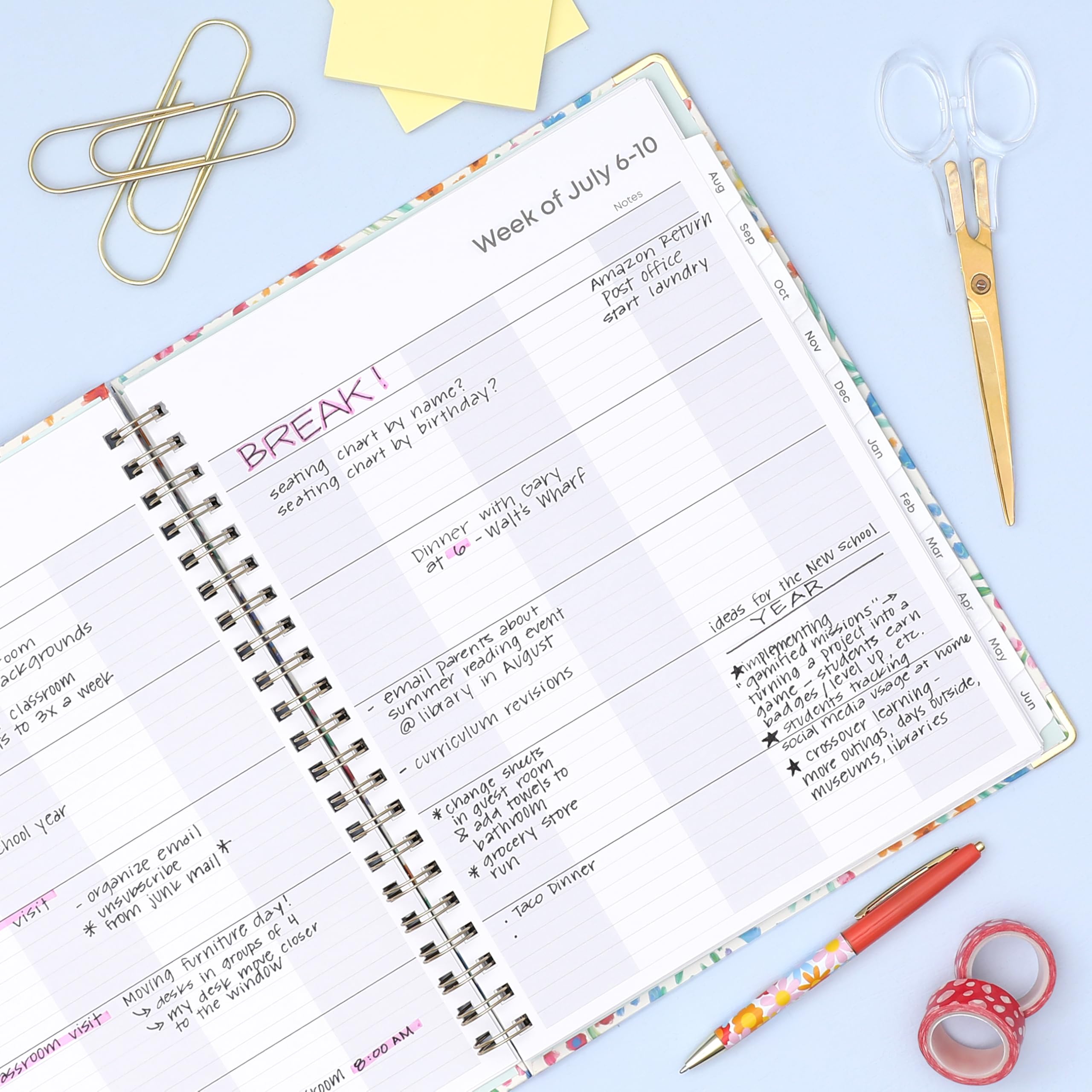 Blue Sky Calendrier hebdomadaire et mensuel 2026-2027 avec presse-papiers, 21,6 x 27,9 cm, couverture rigide