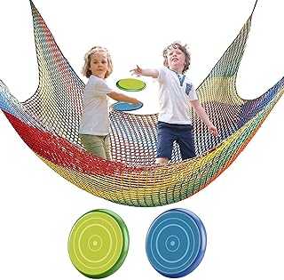 SAPLIZE Kids Climbing Safety Net, Double-Layer Climbing Cargo Net with 500lbs Weight Capacity, Heavy Duty Backyard Play Net for Hammock, Tree House, Monkey Bar, Net Bridge, Rope Ladder, 6.5ftx9.8ft