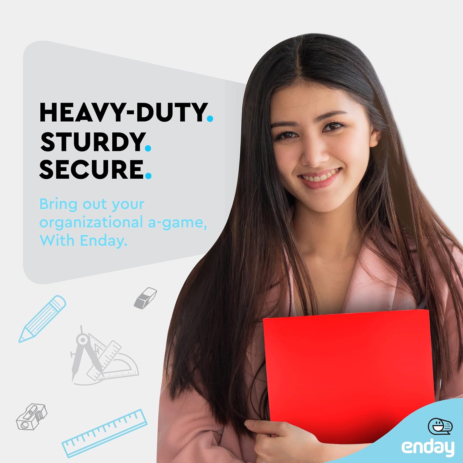 Folders with 2 Pockets Red, Colored Plastic File School Folder Letter Size, Heavy Duty Poly Portfolio Folder with Two-Pockets, Also Available in Purple, Green, Blue, Pink, and Grey, 8 Pc - By Enday