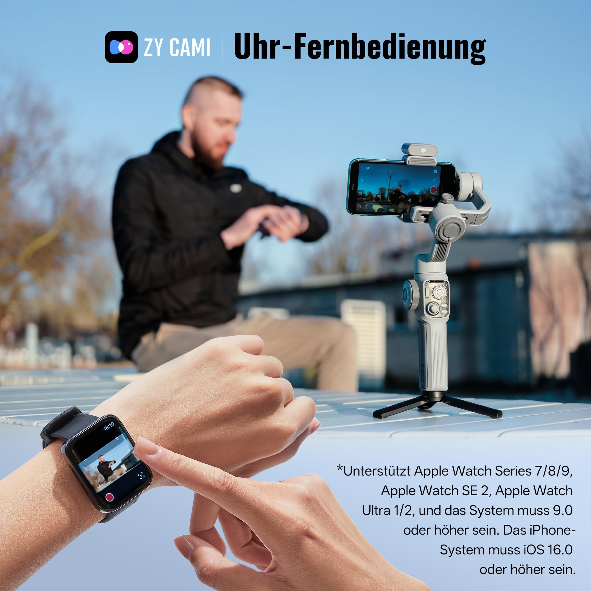 ZHIYUN CINEPEER Smooth 5E Combo Smartphone Gimbal, Intelligentes AI Tracking, Integriertes & Magnetisches Fülllicht, 3 Achsen Gimbal, Intelligente Bearbeitung, Apple Watch Fernbedienung