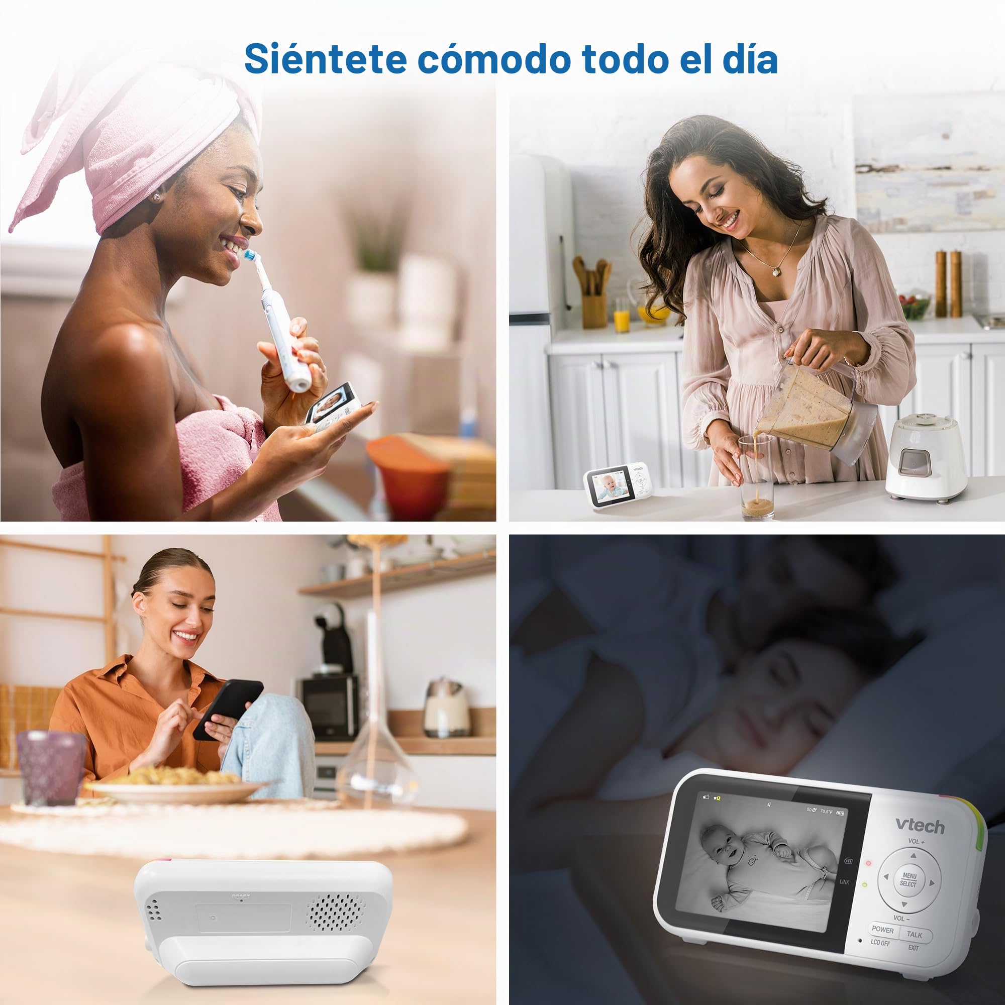 VTech Monitor de bebé VM819, Pantalla de 2.8 Pulgadas, visión Nocturna, Audio bidireccional, Sensor de Temperatura y Canciones de Cuna, transmisión Segura sin WiFi