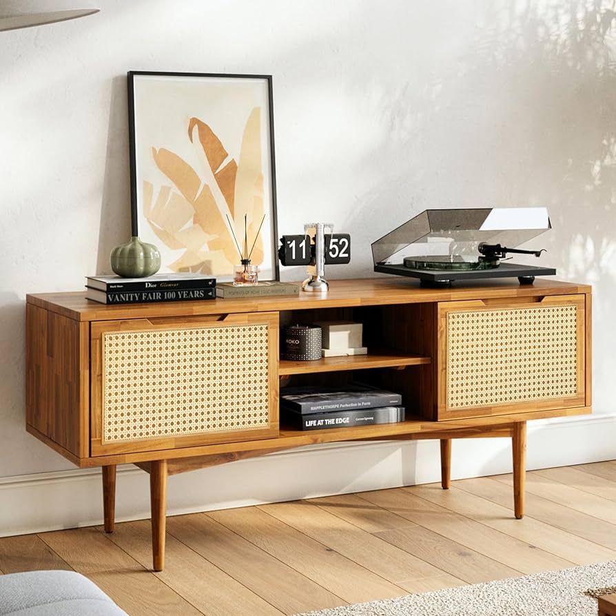 【美品】TVボード 180cm TWO-ONE STYLE Amazon.com: Bme Oliver Solid Wood TV Console with Rattan Door