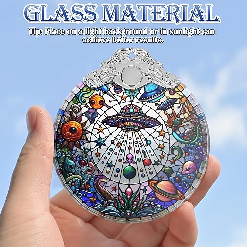 Miniatura 4 de Adorno de vitral de alienígena OVNI, adornos de Navidad, decoraciones de árbol de Navidad, decoración de Navidad de alienígena OVNI para árbol de