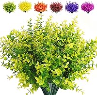 Vista 23 de RECUTMS - 8 ramas de flores artificiales, eucalipto artificial realistas, resiste rayos ultravioleta, para jardín, patio, boda, oficina y casa