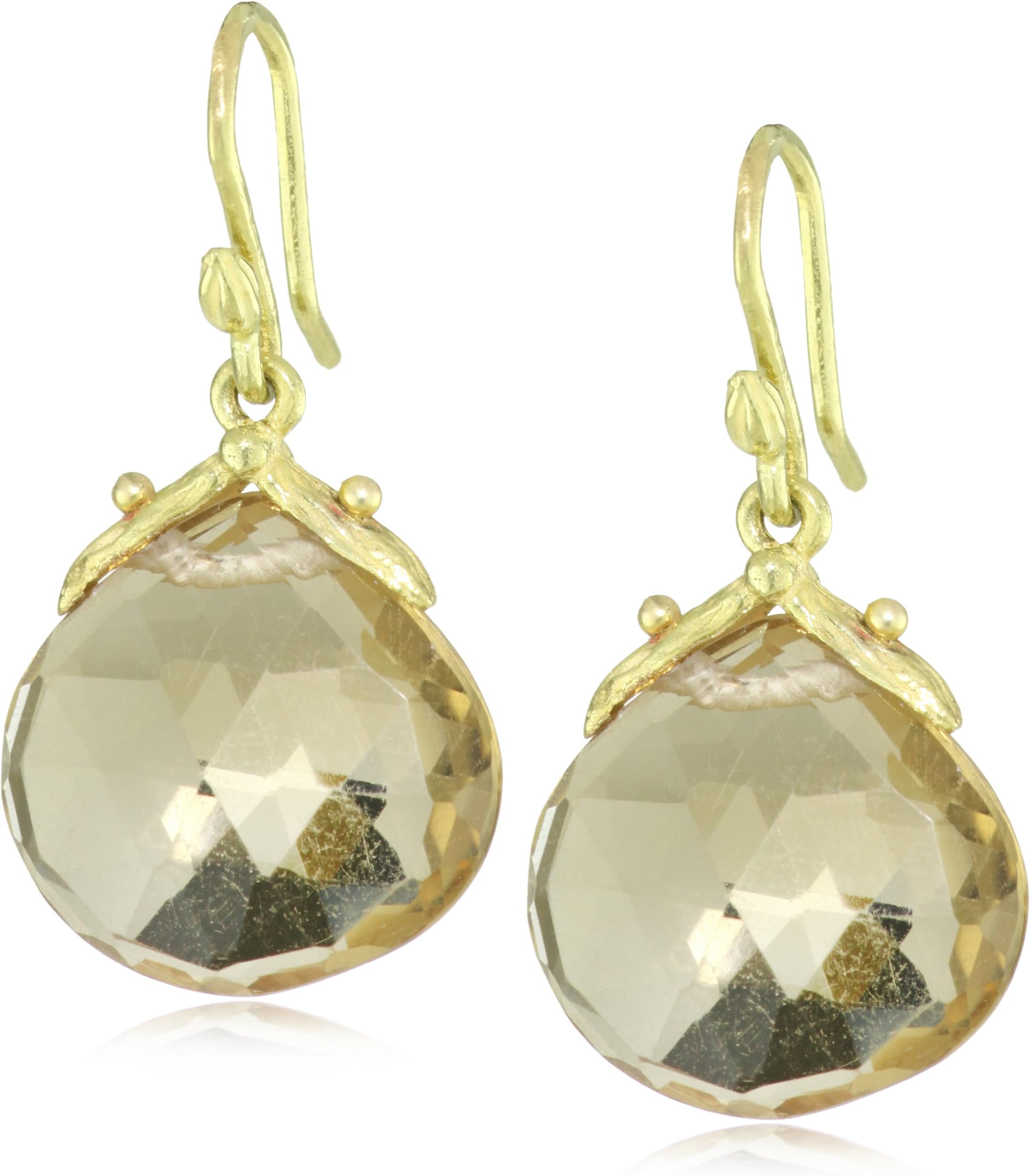 18k Yellow Gold Champagne Citrine Dangle Earrings