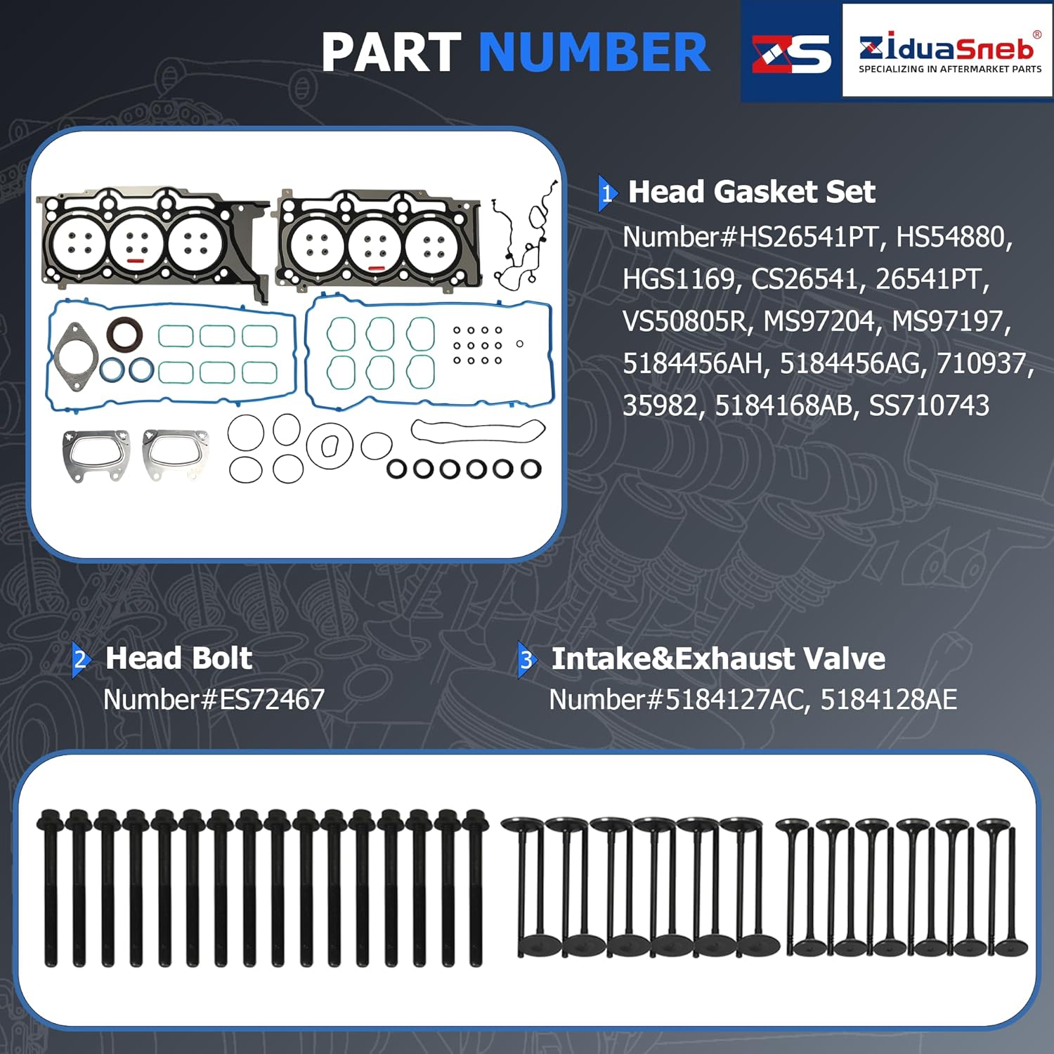 3.6 Engine Overhaul Rebuild Kit Head Gasket Set Timing Chain Kit W/Tool Kit Water Pump Oil Pump Fit For Chrysler 200 300 Dodge Jeep Grand Cherokee Ram 1500 3.6L V6 DOHC 2011-2016 HS26541PT 90511SX