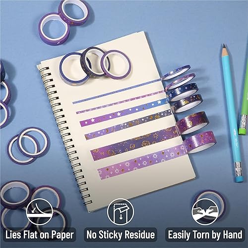 Vista 44 de Mr. Pen - Juego de cintas Washi, 21 rollos, tamaños surtidos, cinta washi floral para diario