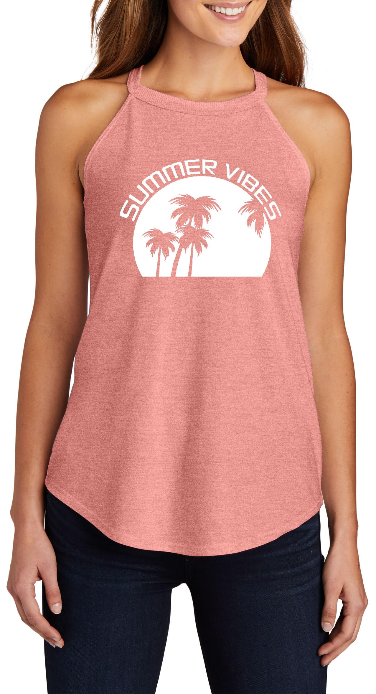 Ladies Summer Vibes Rocker Tank Top