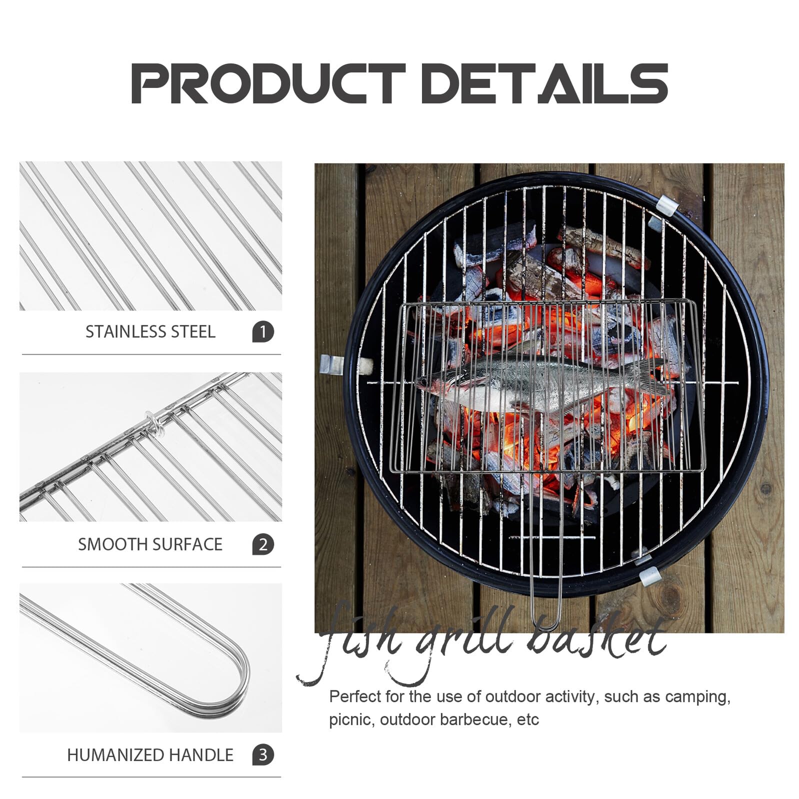 Cestello Grill per Pesce in Acciaio Inox per Barbecue Esterno