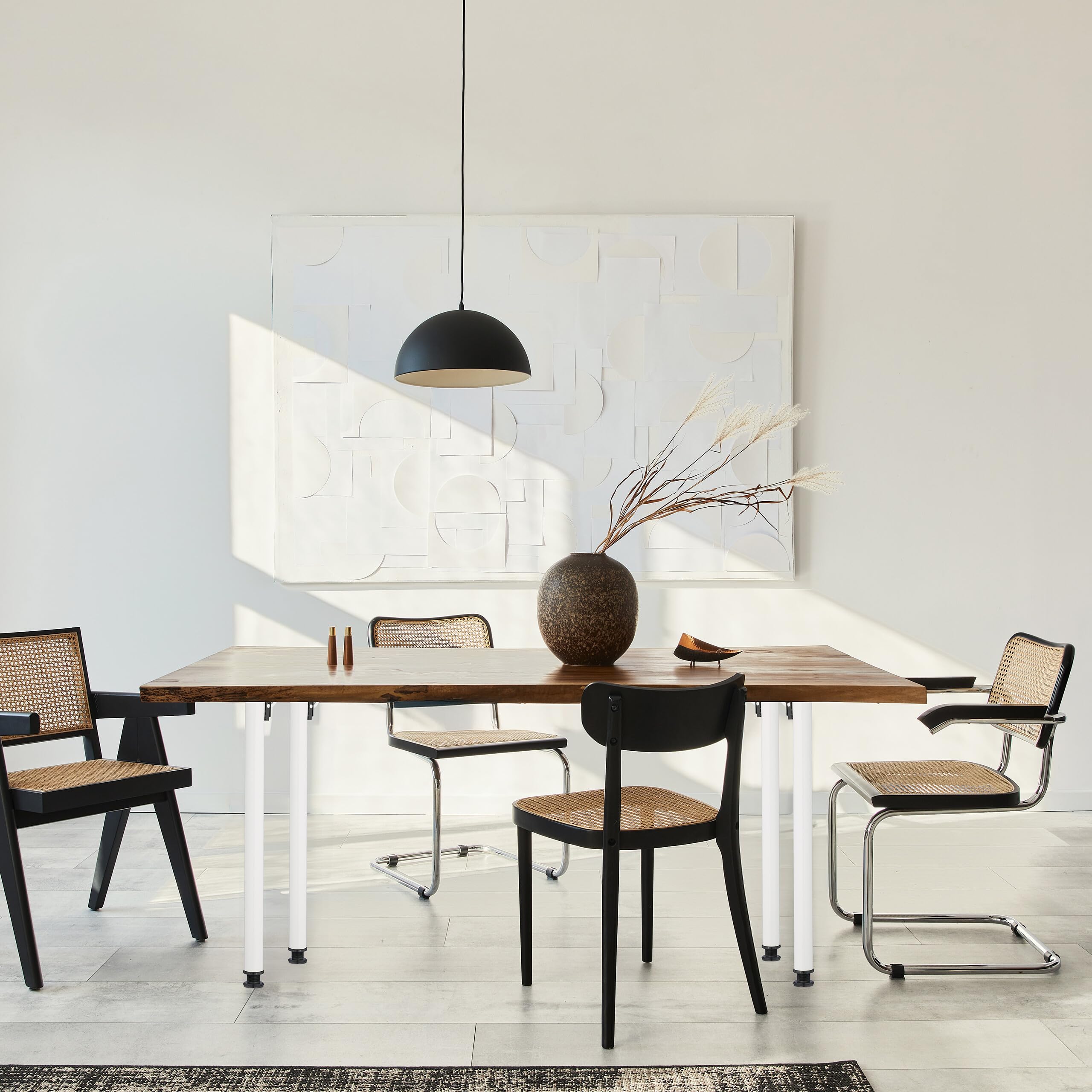 Relaxdays Pied de Table, lot Pratique de 4, pour la Table à Manger ou Le Bureau, H x D : 71 x 5 cm, Blanc