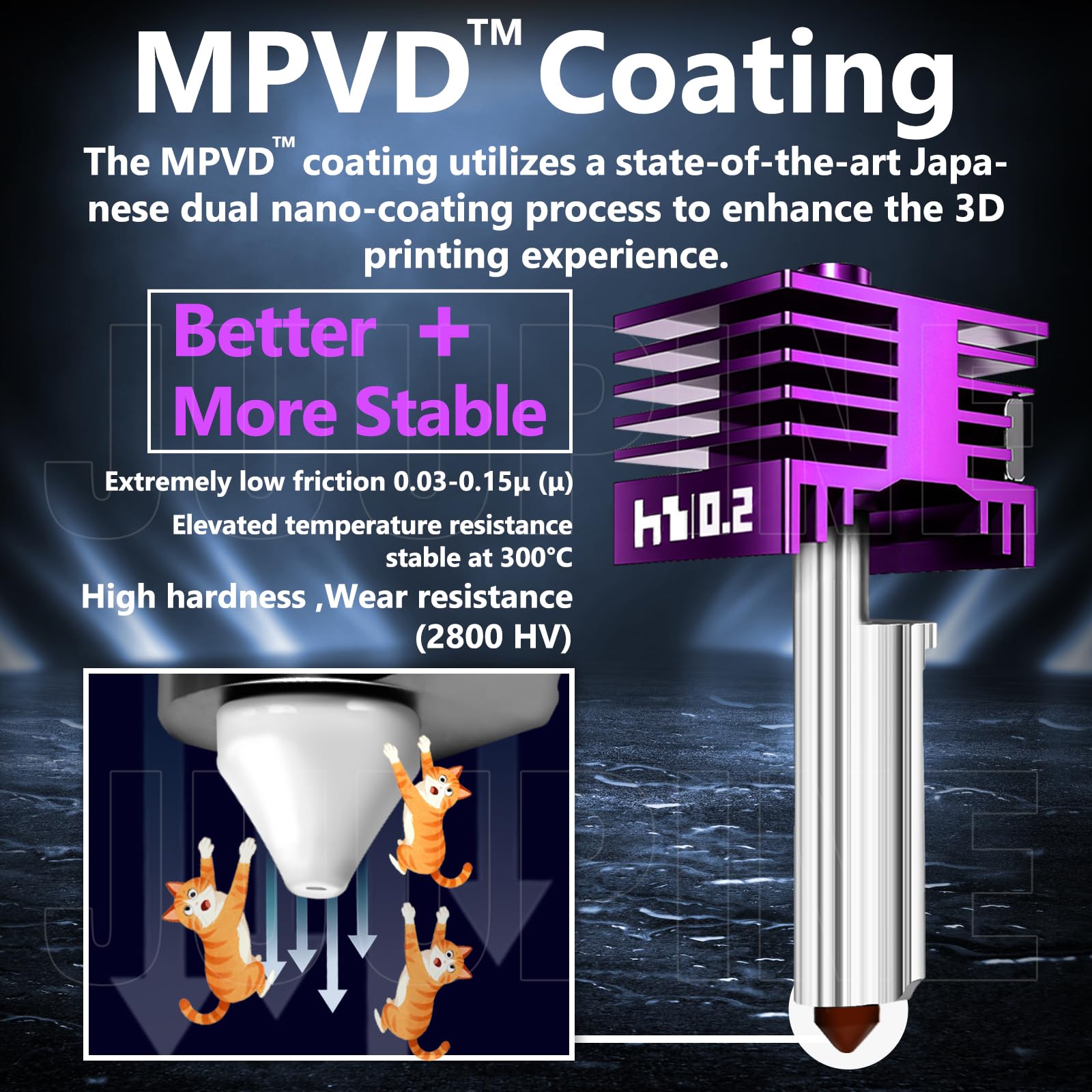 2 Pcs 0.2mm A2L/H2D/H2C/P2S/H2S/X2D Hotend with Anti-Stick MPVD Coating - High Speed Hardened Steel Nozzle for Bambu Lab P2S,X2D,A2L,H2 Series,A1/A1MiNIi 3D Printers, 3d printer Parts & Accessories
