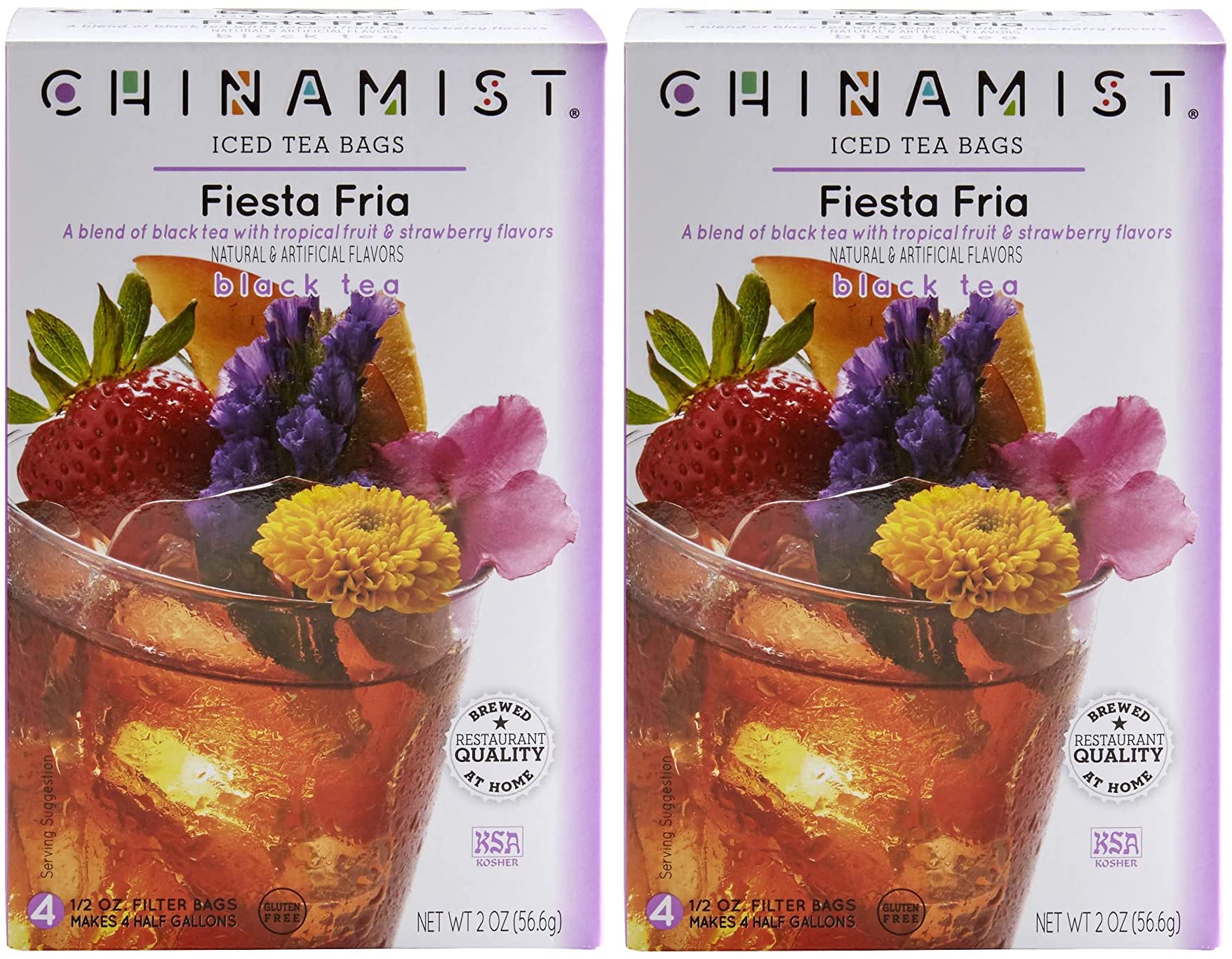 China Mist - Fiesta Fria Black Iced Tea Bags - Each Tea Bag Yields 1/2 Gallon, 2-Pack