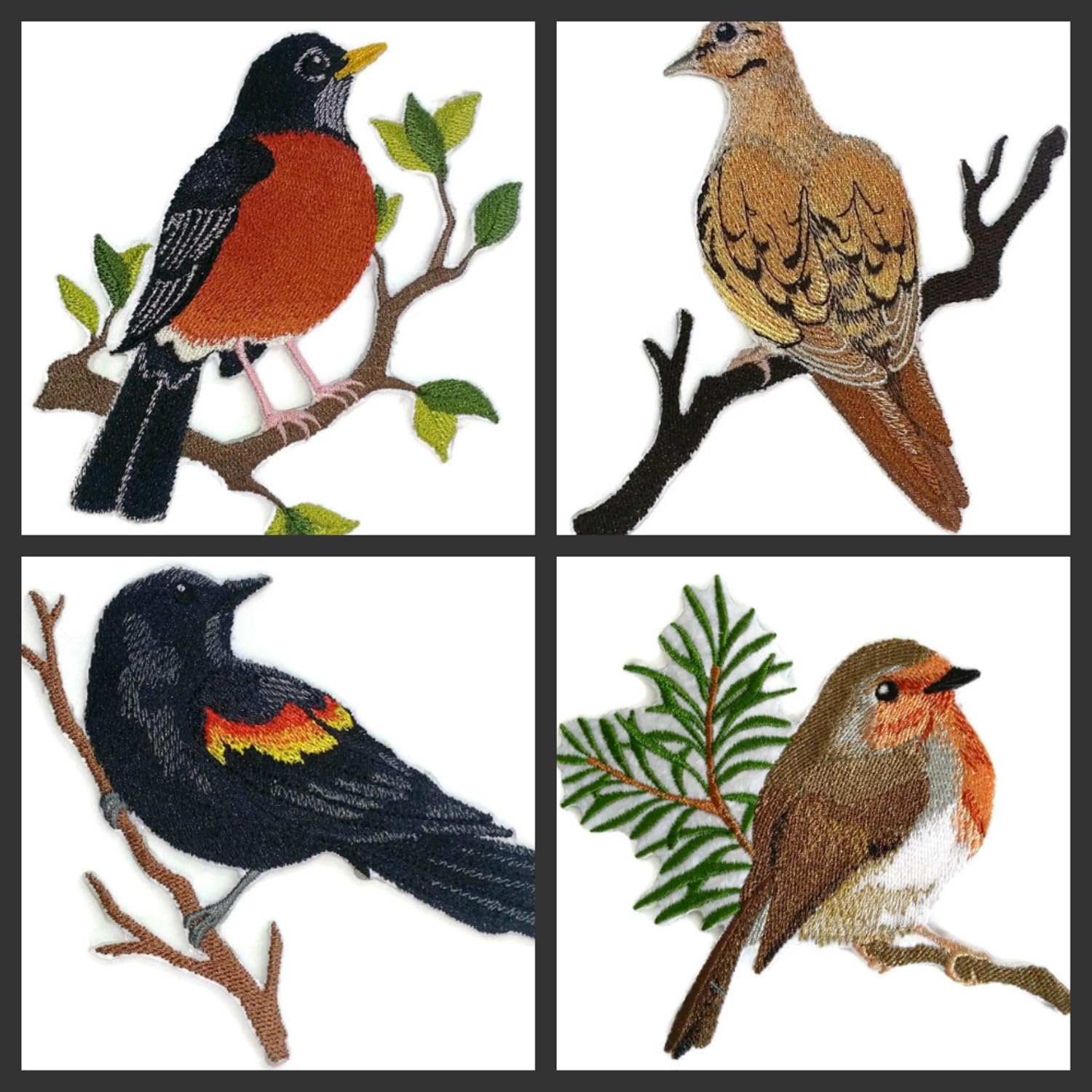 BeyondVision Nature Weaved in Threads, Amazing Birds Kingdom [Single Red Winged Blackbird Bird ] [Custom and Unique] Embroidered Iron on/Sew Patch [4.4" *4.9"] [Made in USA]