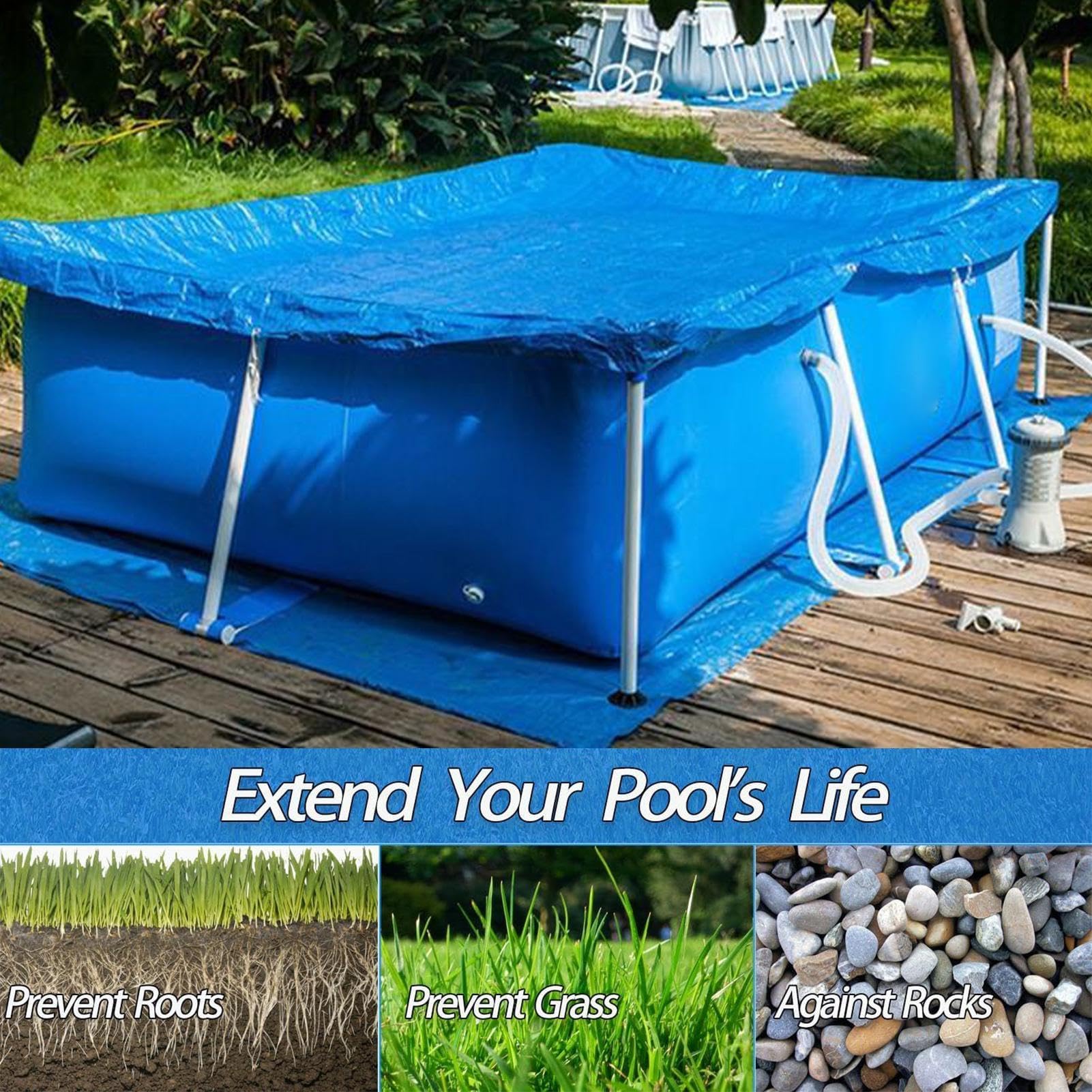 Tappetino quadrato per piscina, protezione sotterranea, per patio, prato, giardino, pavimento e aree esterne, previene forature su pavimenti ed erba