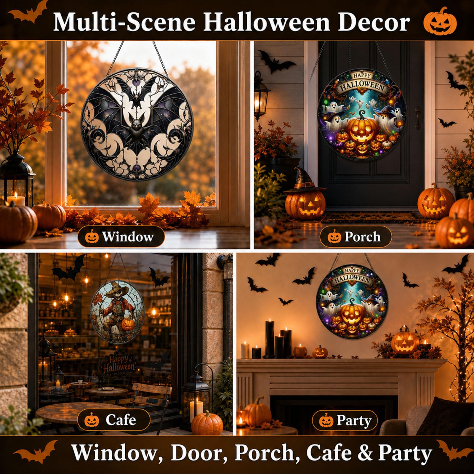 Acchiappasole in Acrilico Colorato, Decorazione Spettrale, con Casa Stregata E Catenella in Metallo Facile da Appendere; Ideale per Feste di Halloween in Case N-20CM