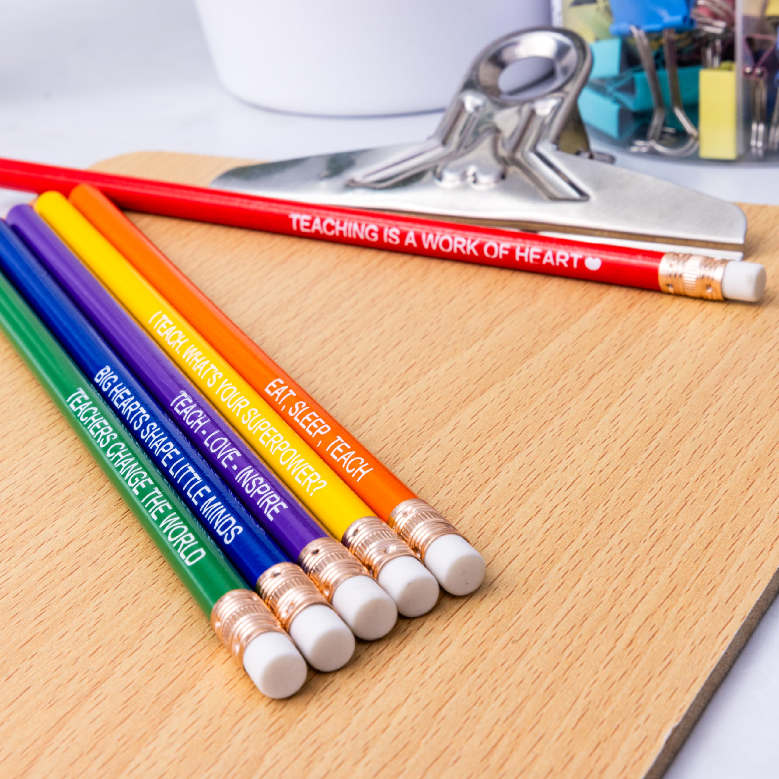 Medical ID Me Set of 6 Colourful Teacher Pencils, Teaching Gifts, Leaving Present, Teach Quotes, Multicolour, 1 count (Pack of 6) - Image 4