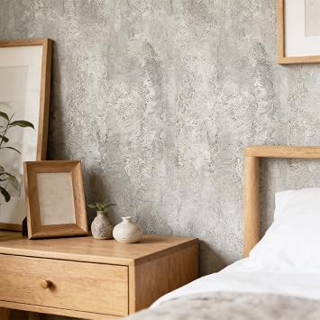 AbaBoorty Concrete Gray Peel and Stick Wallpaper, 15.8"x78.8" Self-Adhesive Removable Wall Paper, Textured Cement Look Contact Paper for Accent Walls Cabinets Shelves