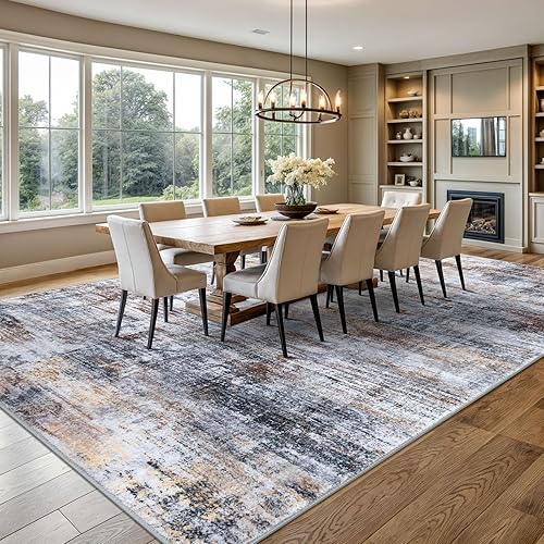 Miniatura 360 de IOHOUZE Alfombra pequeña abstracta de 2 x 3 pies, alfombra de entrada lavable para entrada interior, alfombras con respaldo de goma, alfombra Gris