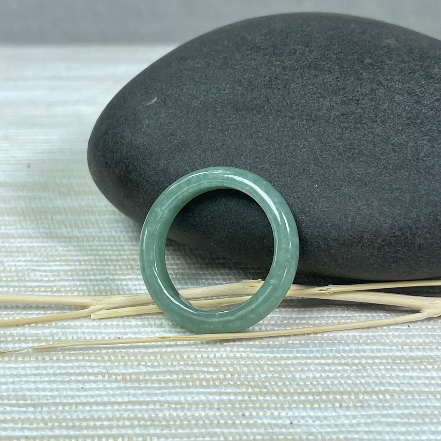 Genuine Jadeite Jade Ring – Green Natural Jade Band, Polished Comfortable Everyday Stackable Statement Ring, Unique Feicui Jewelry