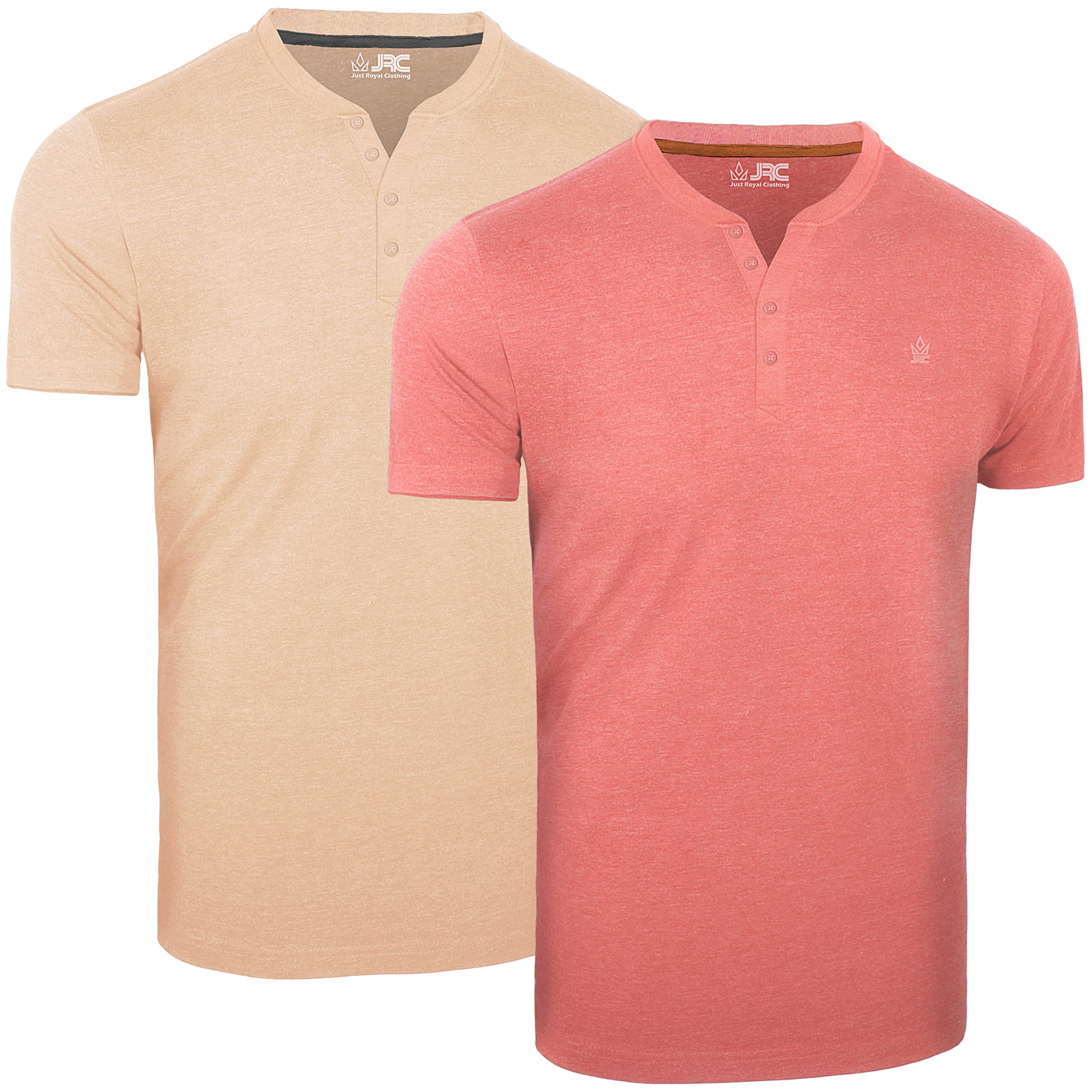 JRC Just Royal ClothingJRC 2 4-Pack Henley or Crew Neck Half Sleeve T Shirts for Men Lightweight Henley or Crew Neck Tops