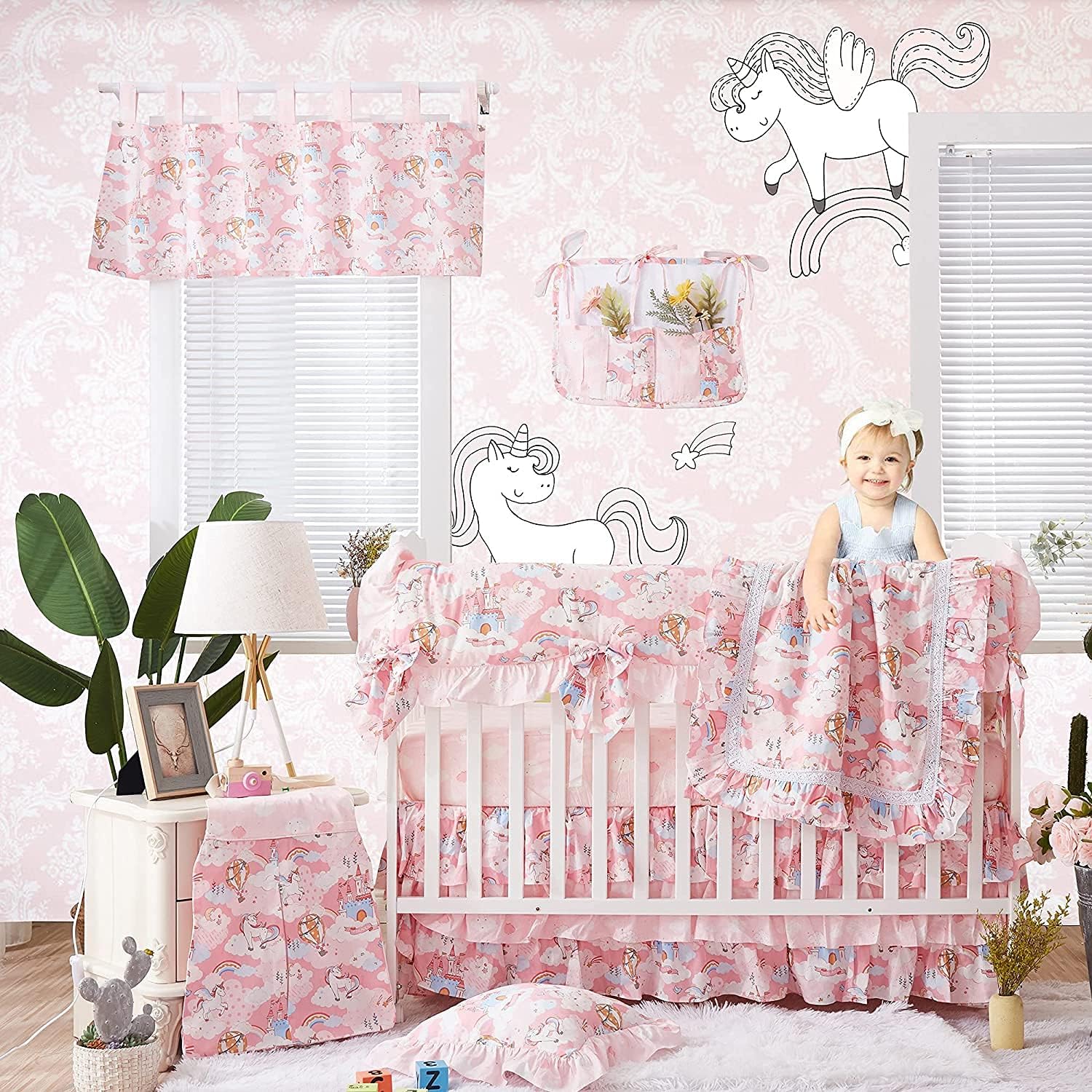 Pink Unicorn Princess Crib Bedding Set with Rainbow Kenya Ubuy